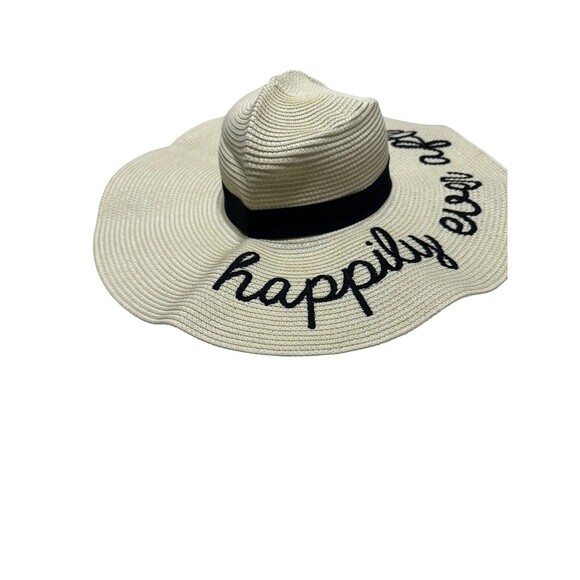 Happily Ever‎ After Natural Straw Adjustable Hat Oversized Cap Wedding Gardening - Picture 2 of 6